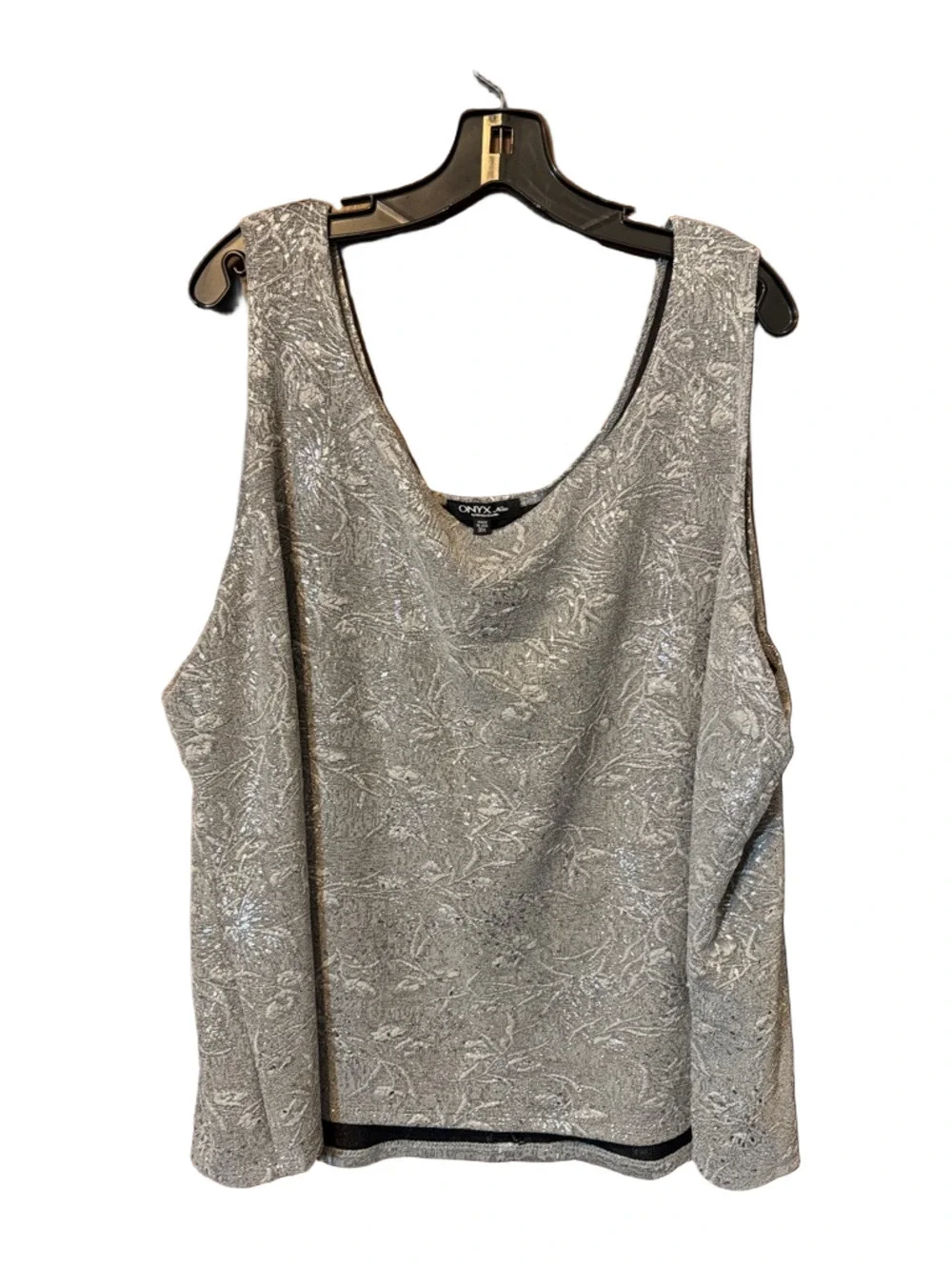 Onyx Metallic Silver-Gray Open-Front Blazer with Matching Tank Size 3X